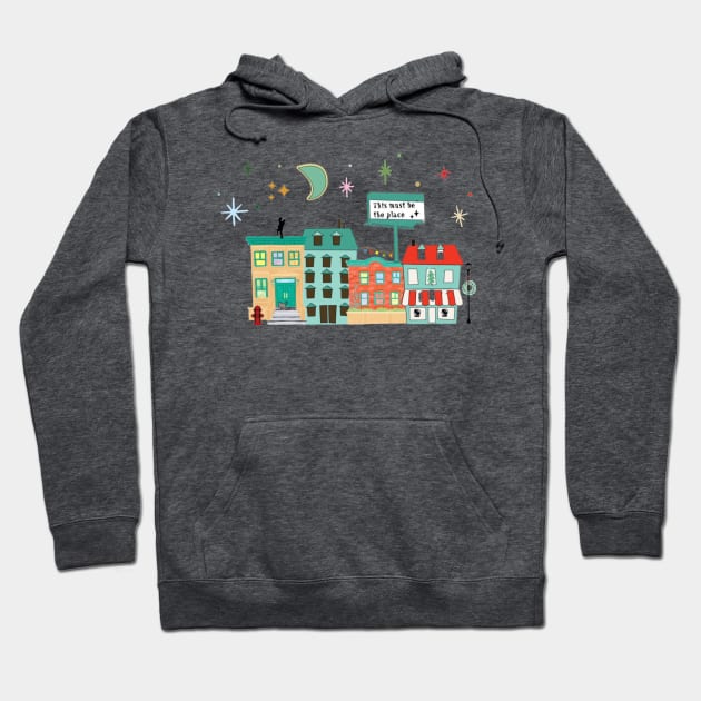 NYC cityscape Christmas Hoodie by Penny Lane Designs Co.
